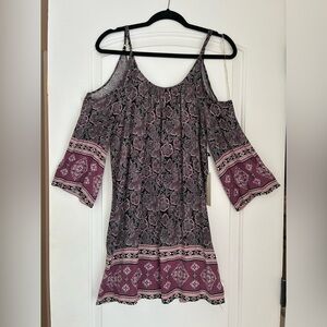 Haute Monde Purple and Black Cold Shoulder Top
